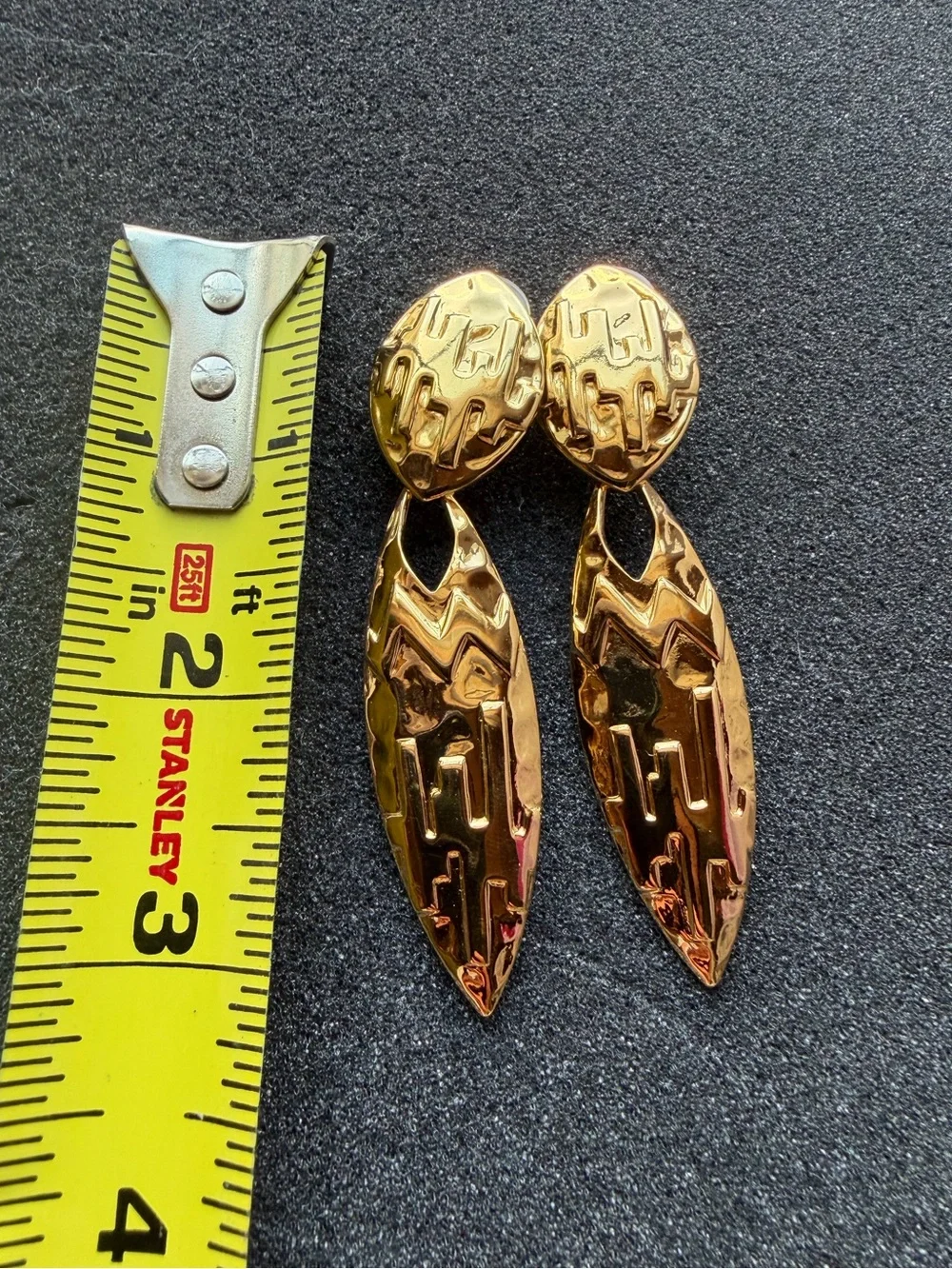 Vintage Avon Gold Tone Mosaic Dangle Convertible Earrings